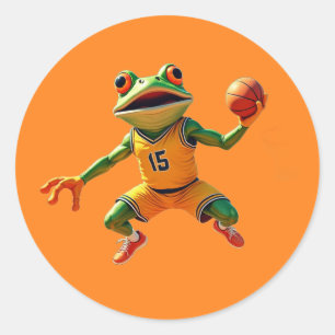autocollants orange ronds grand Basketball Frog