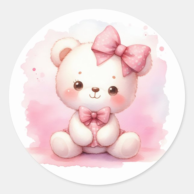 Autocollants Ourson en Peluche Rose (Devant)