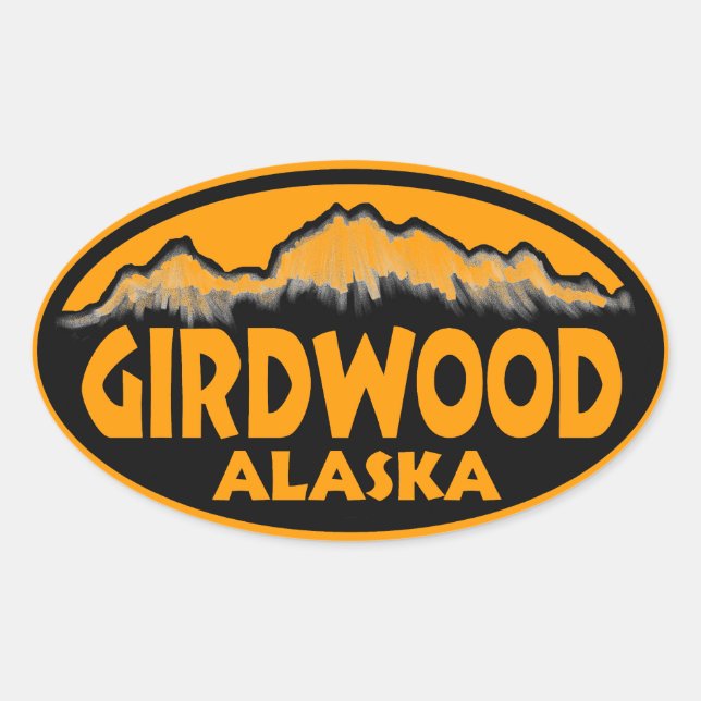 Autocollants ovale orange de Girdwood Alaska (Devant)