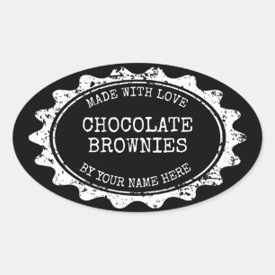Autocollants ovales faits avec amour pour brownies