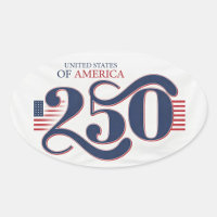 Autocollants ovales patriotiques USA 250