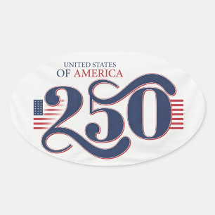 Autocollants ovales patriotiques USA 250 