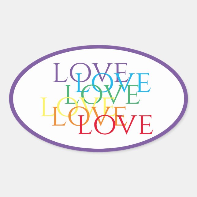 Autocollants ovales RAINBOW LOVE / Violet (Devant)