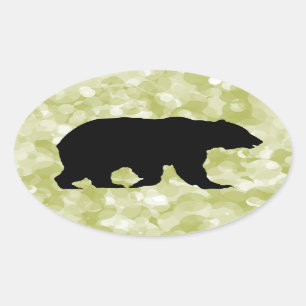 Autocollants ovales silhouette d'ours