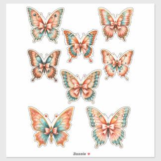 Autocollants papillon en vinyle de couleur corail