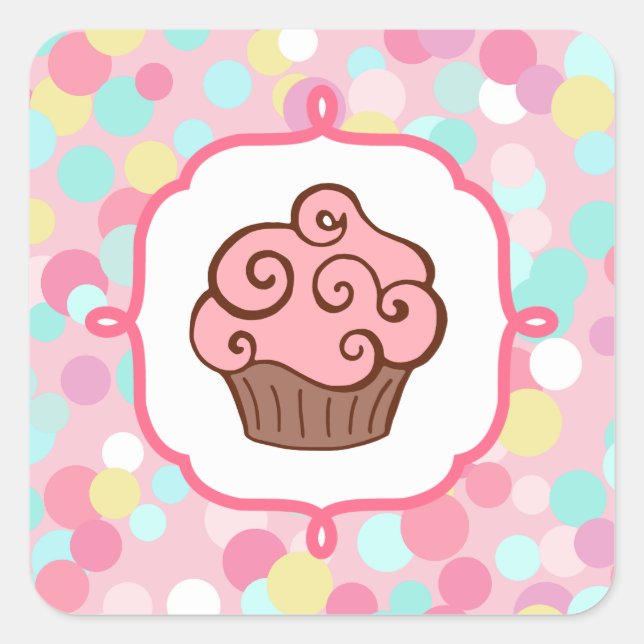 Autocollants Pastel Pink Cupcake (Devant)