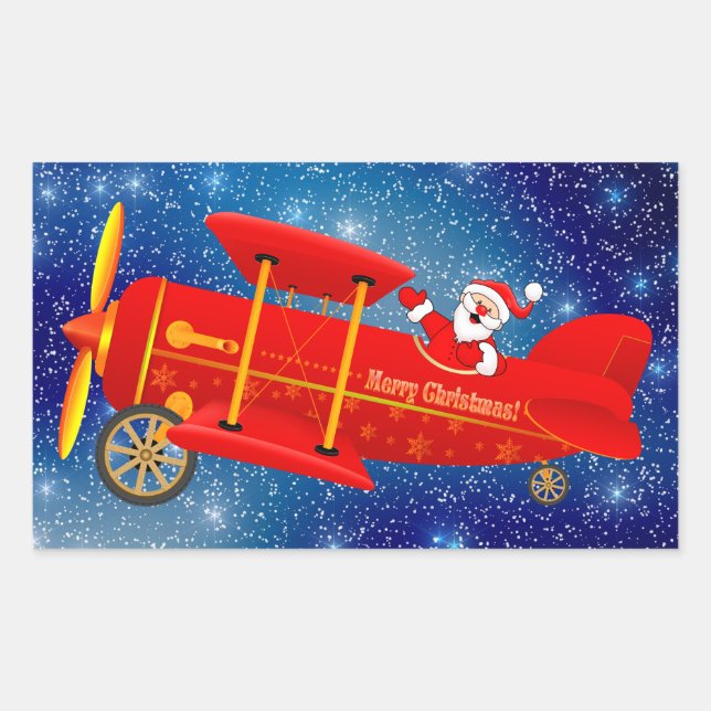 Autocollants père Noël Flying Biplane (Devant)