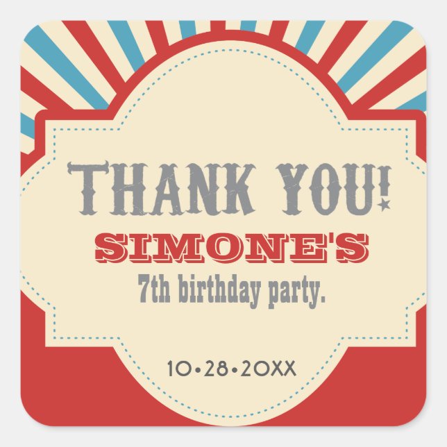 Autocollants personnalisés, Cirque Thémé Party cad (Devant)