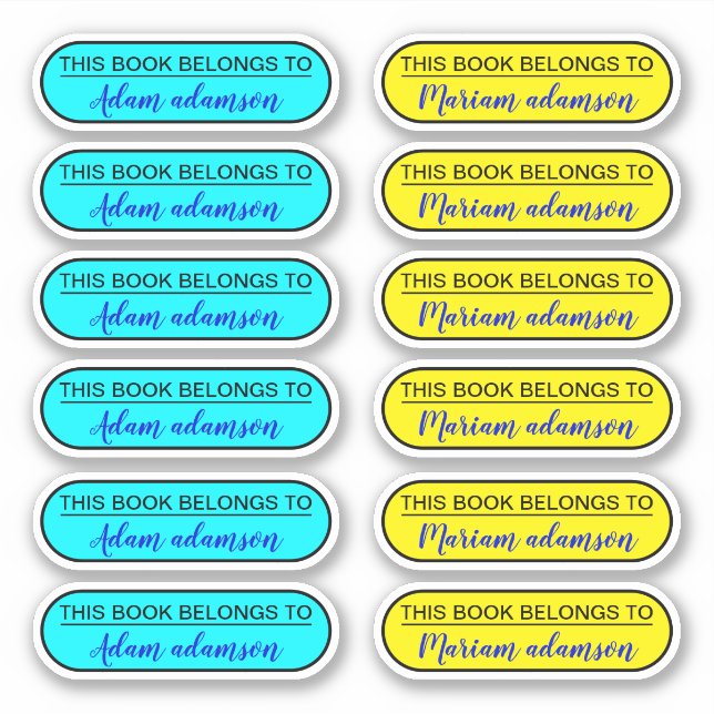 Autocollants Personnalisés De Nom Moderne (Ce Livr (Devant)