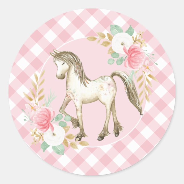 Autocollants Pony floral et plaid Anniversaire (Devant)