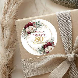 Autocollants pour 80e anniversaire Burgundy Bohemi