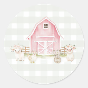 Autocollants pour Baby Shower Animaux de Ferme Ros