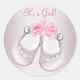Autocollants pour Baby Shower Chaussures Bébé Rose