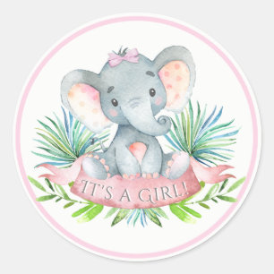 Autocollants pour Baby Shower Éléphant Filles