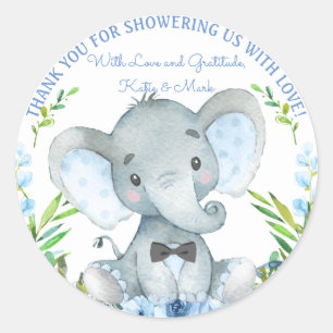 Autocollants pour Baby Shower Éléphant Garçon