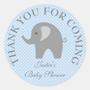 Autocollants pour baby shower éléphant gris pois b