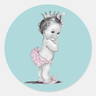 Autocollants pour Baby Shower Fille Bleu Turquoise