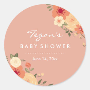 Autocollants pour Baby Shower Fleur de Pêche Moder