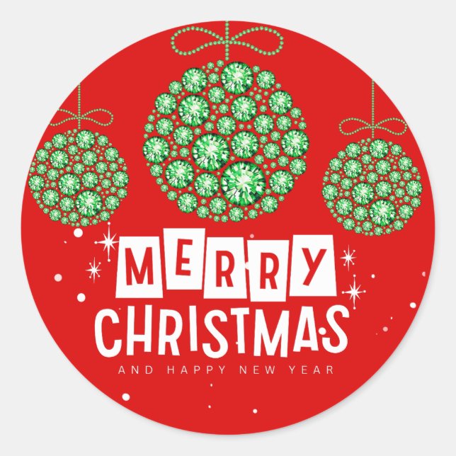 Autocollants pour décorations de Noël rouges et ve (Devant)