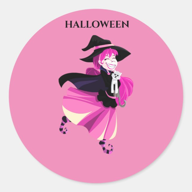 Autocollants pour enfants de sorcière d'Halloween. (Devant)