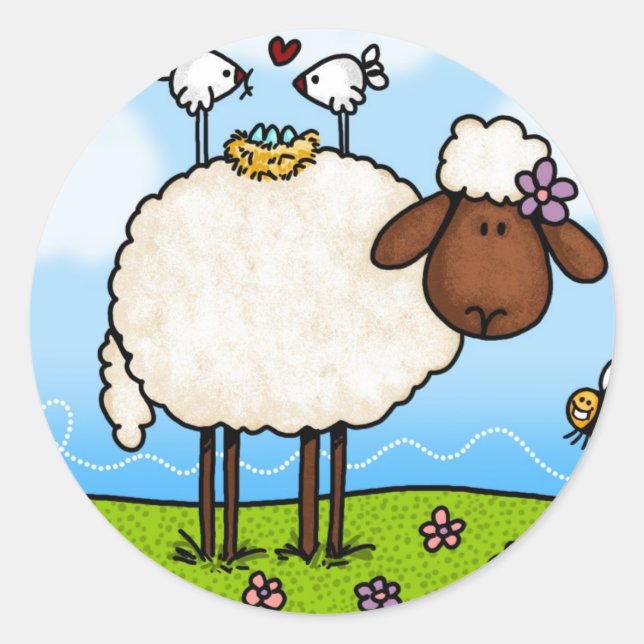 autocollants pour moutons de printemps (Devant)