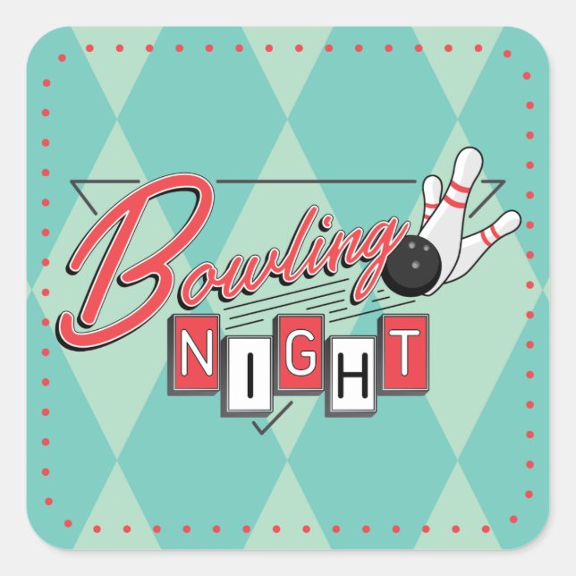 Autocollants pour Soirée Bowling Logo Rétro (Devant)