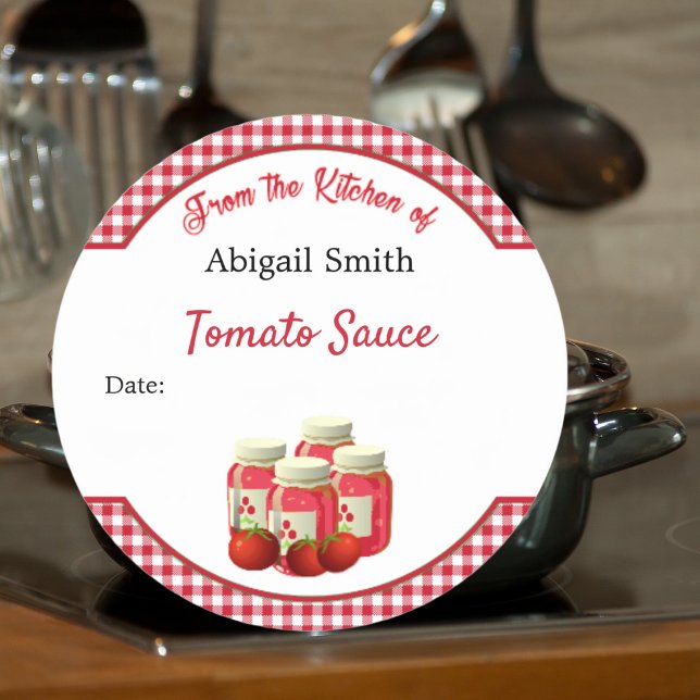 Autocollants pour tomates et gingham pour conserve (Créateur téléchargé)