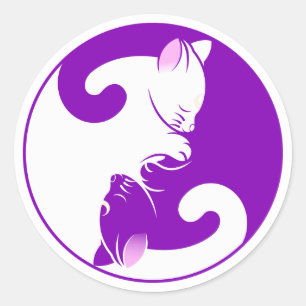 Autocollants pourpres et blancs de Kitty mignon de