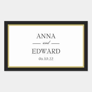 Autocollants rectangulaires de bordure d'or noir M