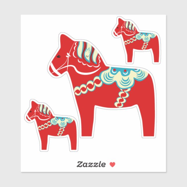 Autocollants Red Dala Horse (Feuille)