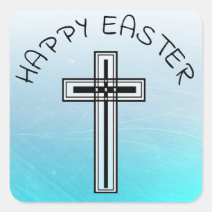 Autocollants religieux Aqua Blue et Black Cross
