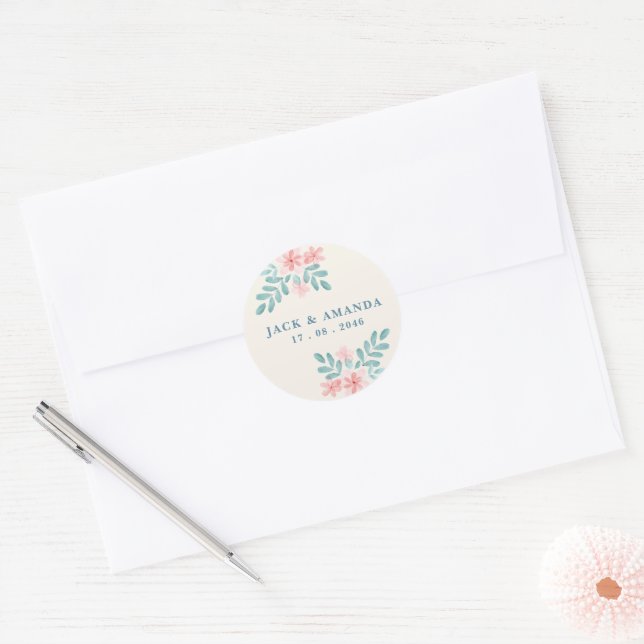 Autocollants Retro de mariage rose (Enveloppe)