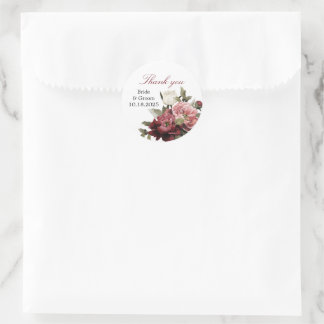 Autocollants Rond Merci Bouquet Bourgogne