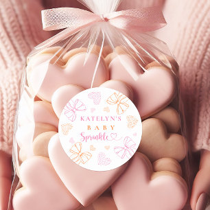 Autocollants Ronds Bébé Fille pour Baby Shower Rub