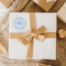 Autocollants Ronds Cadeaux de Noël en Pin Bleu Vin