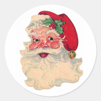 AUTOCOLLANTS RONDS CLASSIQUES PÈRE NOËL RÉTRO