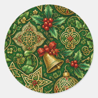 Autocollants ronds de Noël au motif de nœud celtiq
