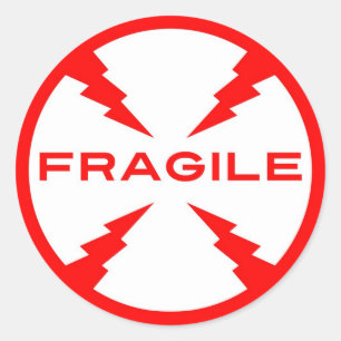 Autocollants ronds de symbole fragile
