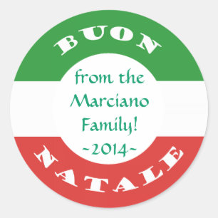 Autocollants ronds italiens Merry Christmas Buon N