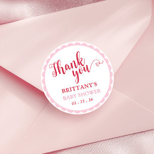 Autocollants Ronds pour Baby Shower Cerise sur le 