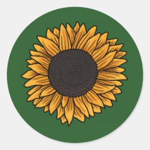Autocollants ronds verts tournesol