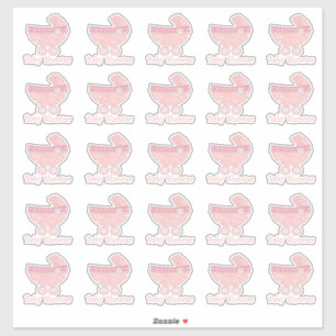 Autocollants Rose Bébé Poussette pour Baby Shower