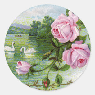 Autocollants roses d'anniversaire de cru