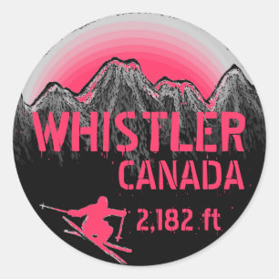 Autocollants roses d'art de ski de Whistler Canada