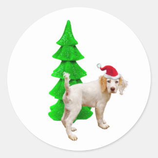 Autocollants Santa Chien Arbre Vert