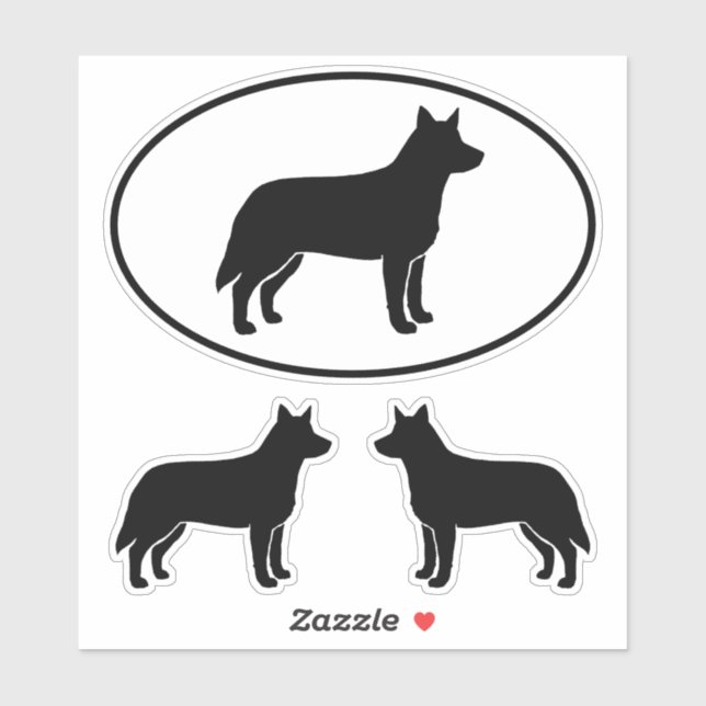Autocollants Silhouette Heeler pour chien de bétai (Feuille)