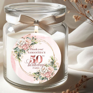 Autocollants Stickers Anniversaire 50 Ans Rose Gol