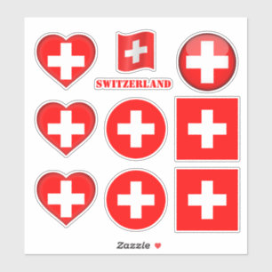Autocollants Suisse & Drapeau Suisse, Coeur /sport
