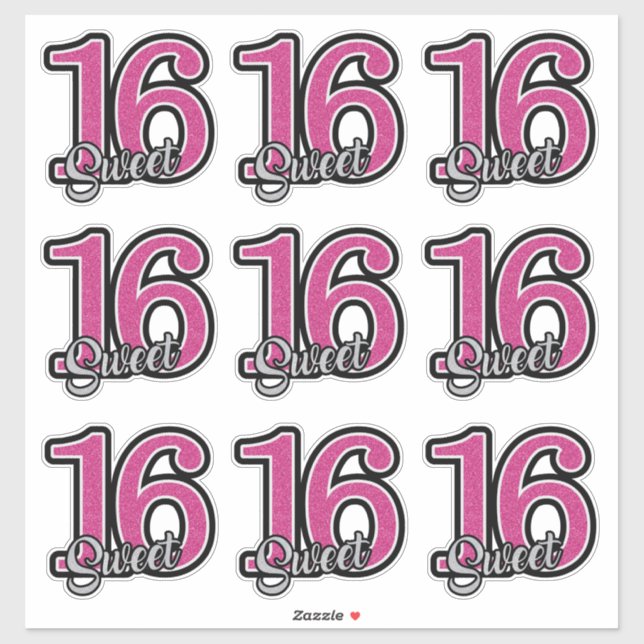 Autocollants Sweet Sixteen (Feuille)