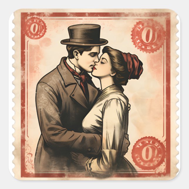 Autocollants timbres Rétro Romantique (Devant)